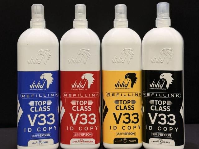 Vivid Refill Ink V33 Top Class Set for Epson Printers (CMYK) 1 Liter